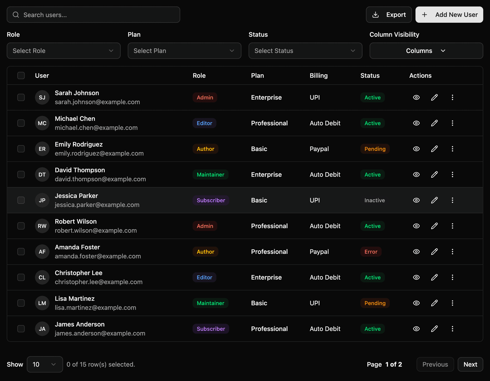 Invoicing and finance dashboard - Dark Mode